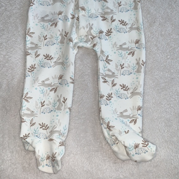 NWT Magnetic Me Meadow Rabbits Cream and Brown Footie 6-9M Hare & Tortoise - Picture 3 of 9